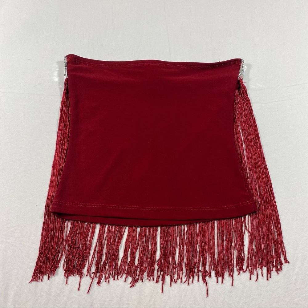 Carolina USA Flapper Tube Top Fringed Red & Silver Sequins. Stretchy Crop Top - Picture 11 of 12